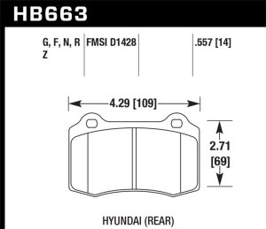 Hyundai Genesis Coupe Brake Pads - Rear - Hawk Performance - HPS Street 14mm - 2010